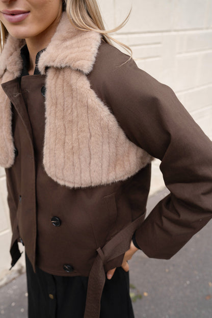 BLOUSON BI-MATIERE COTON FOURRÉ NAÏA