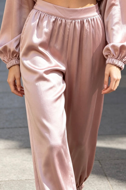 ENSEMBLE GILET PANTALON SATIN GIGI