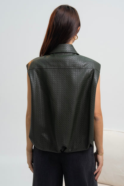 GILET SIMILICUIR TRESSE CAPUCINE
