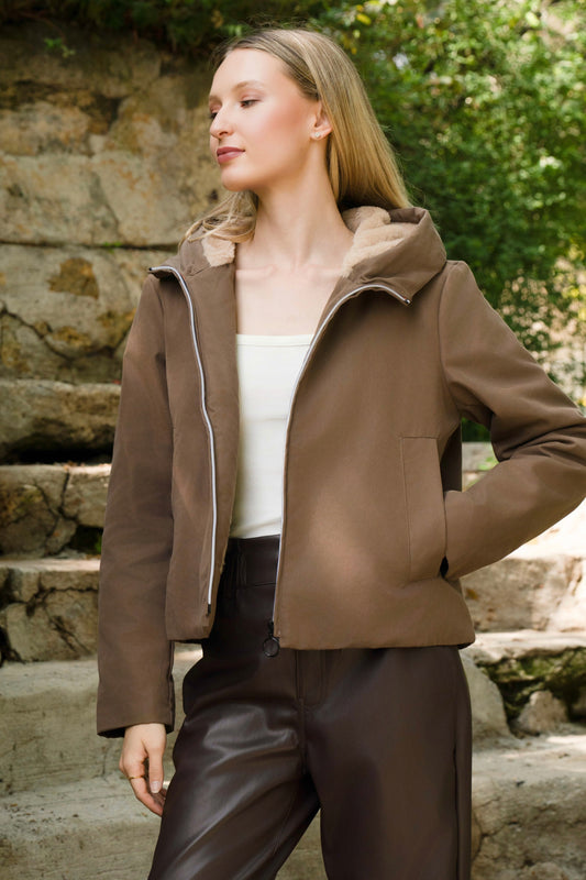 BLOUSON FOURRÉ LILAS