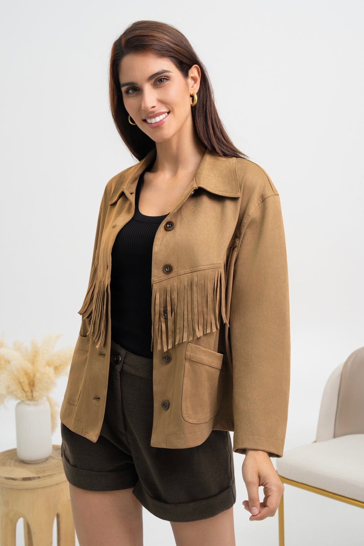 VESTE SUÉDINE À FRANGES MÉLINA
