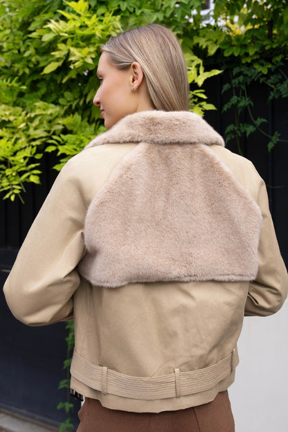 BLOUSON BI-MATIERE COTON FOURRÉ NAÏA