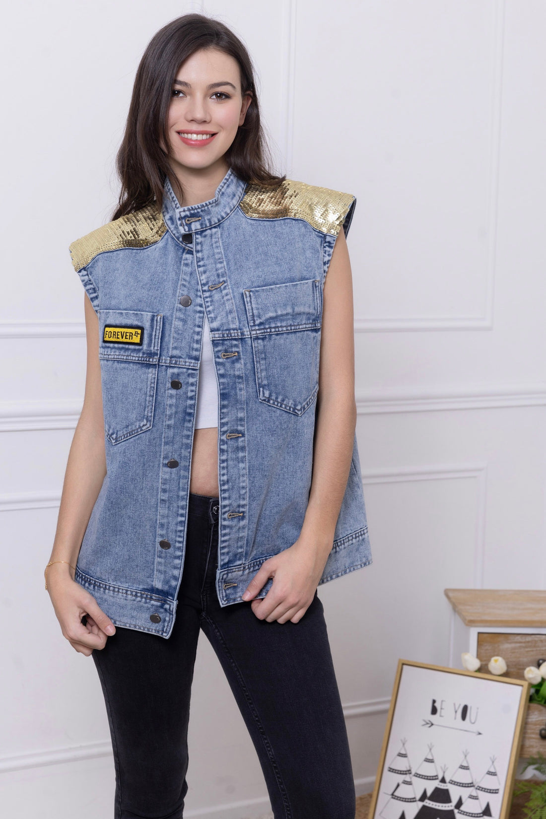 GILET ORCHID - BLEU-JEAN