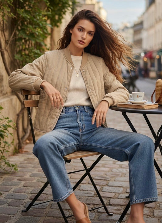 VESTE COTON MATELASSÉE NAOMI - BEIGE