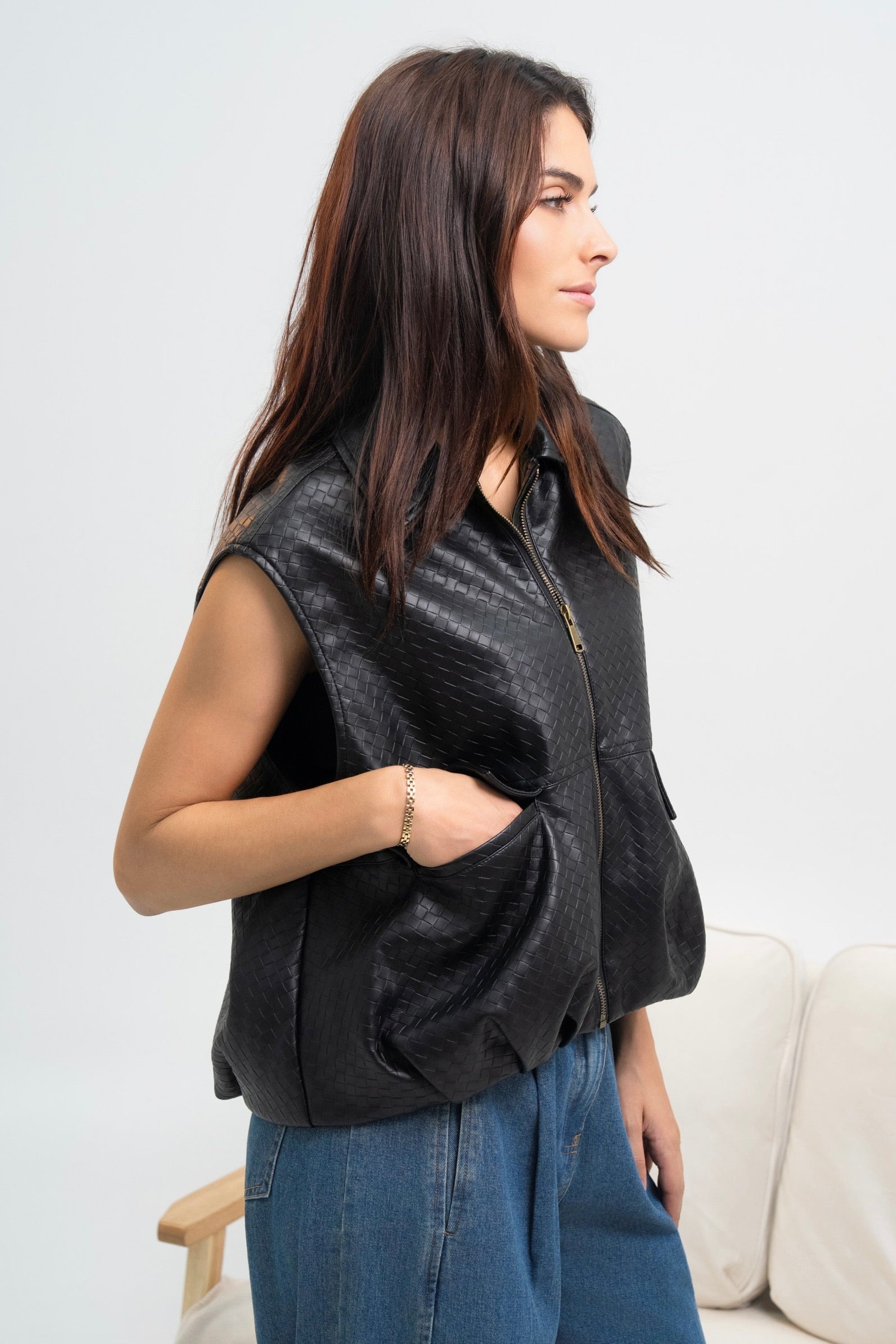 GILET SIMILICUIR ROMANE