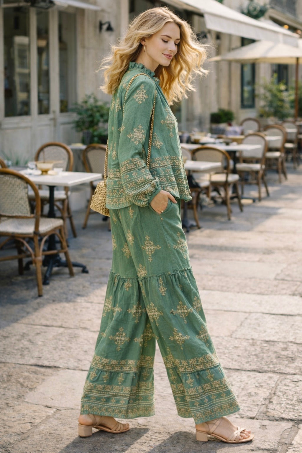 ENSEMBLE BLOUSE ET PANTALON BRODÉ LESLY