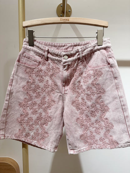 SHORT JEAN BRODÉ LILLA