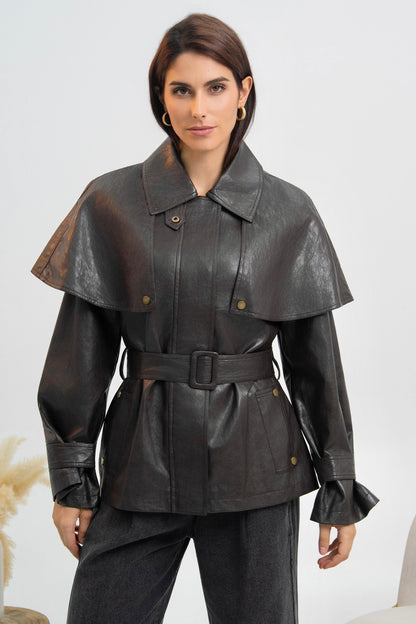 VESTE CAPE SIMILICUIR DIANA