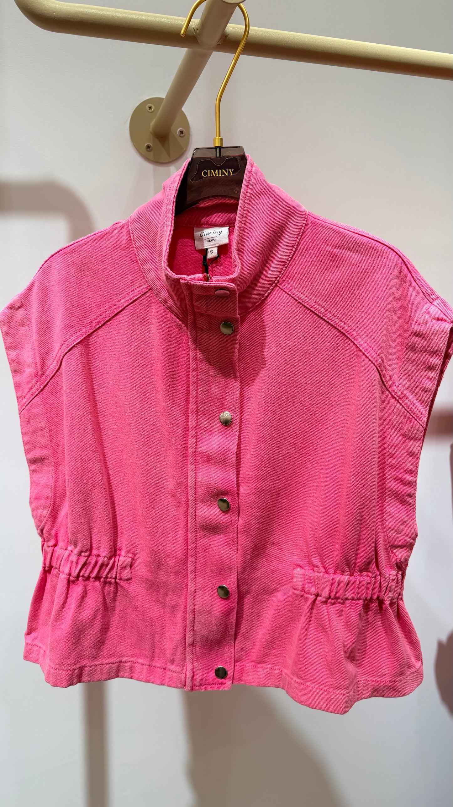 VESTE SANS MANCHES DENIM COLORÉE ÉLODIE