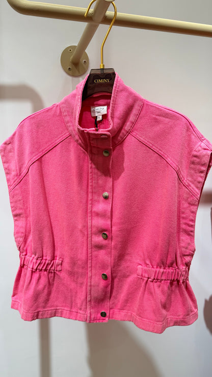 VESTE SANS MANCHES DENIM COLORÉE ÉLODIE