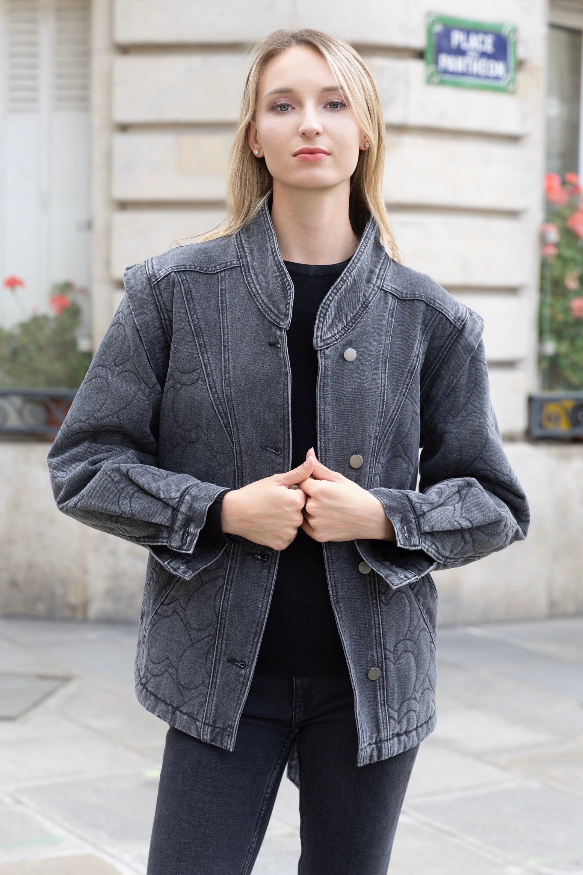 BLOUSON DENIM/MATELASSÉ TANIA