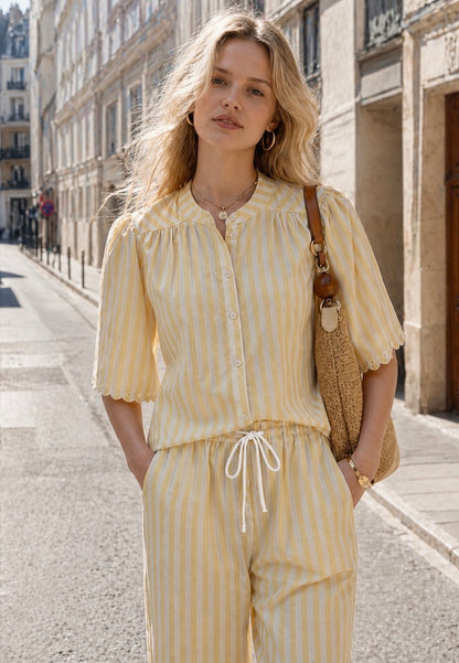L’ENSEMBLE CHEMISE PANTALON RAYÉ COTON