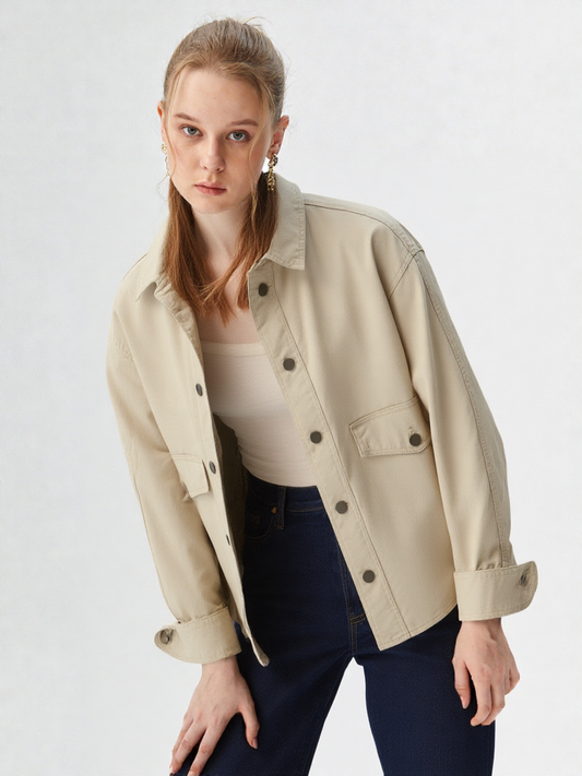 VESTE COTON CELESTIA  - BEIGE