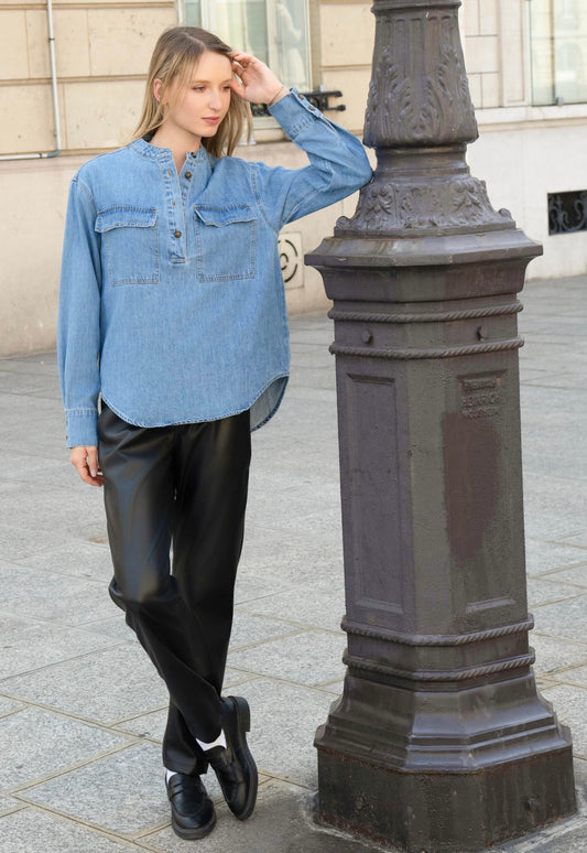 BLOUSE DENIM ROSE-LOU