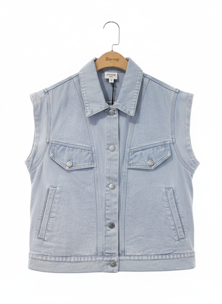 GILET JEAN COLORÉ OPALINE