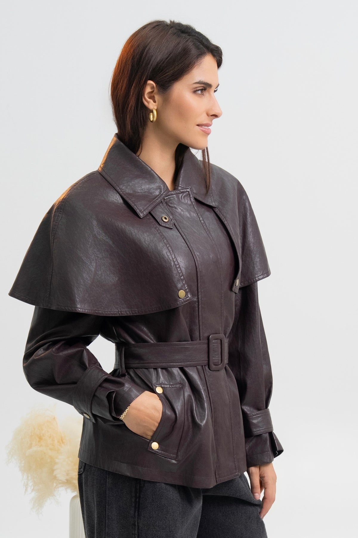 VESTE CAPE SIMILICUIR DIANA