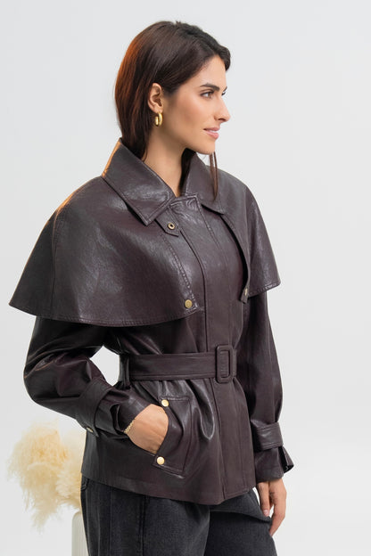 VESTE CAPE SIMILICUIR DIANA
