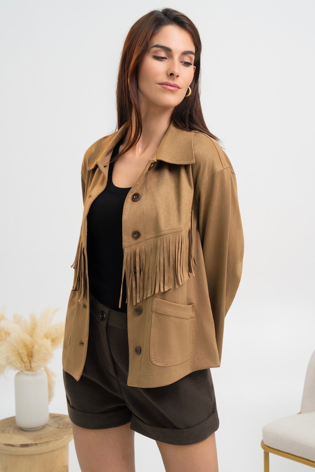 VESTE SUÉDINE À FRANGES MÉLINA