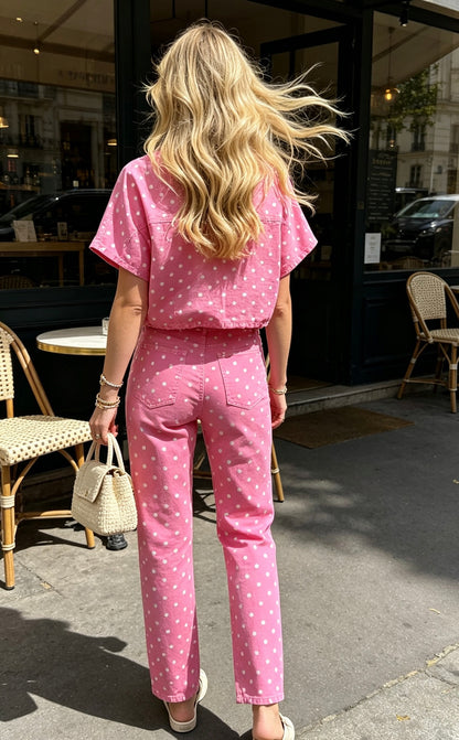 PANTALON COTON PETITS POIS LIDIE