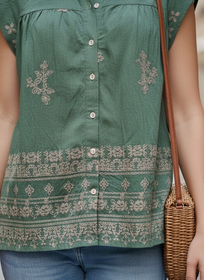 ENSEMBLE TOP ET PANTALON BRODÉ CATHY