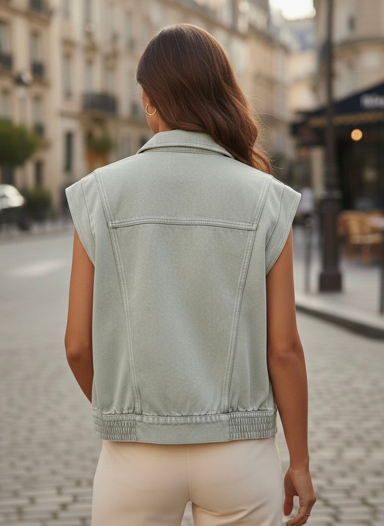 GILET DENIM COLORÉ CLARENCE
