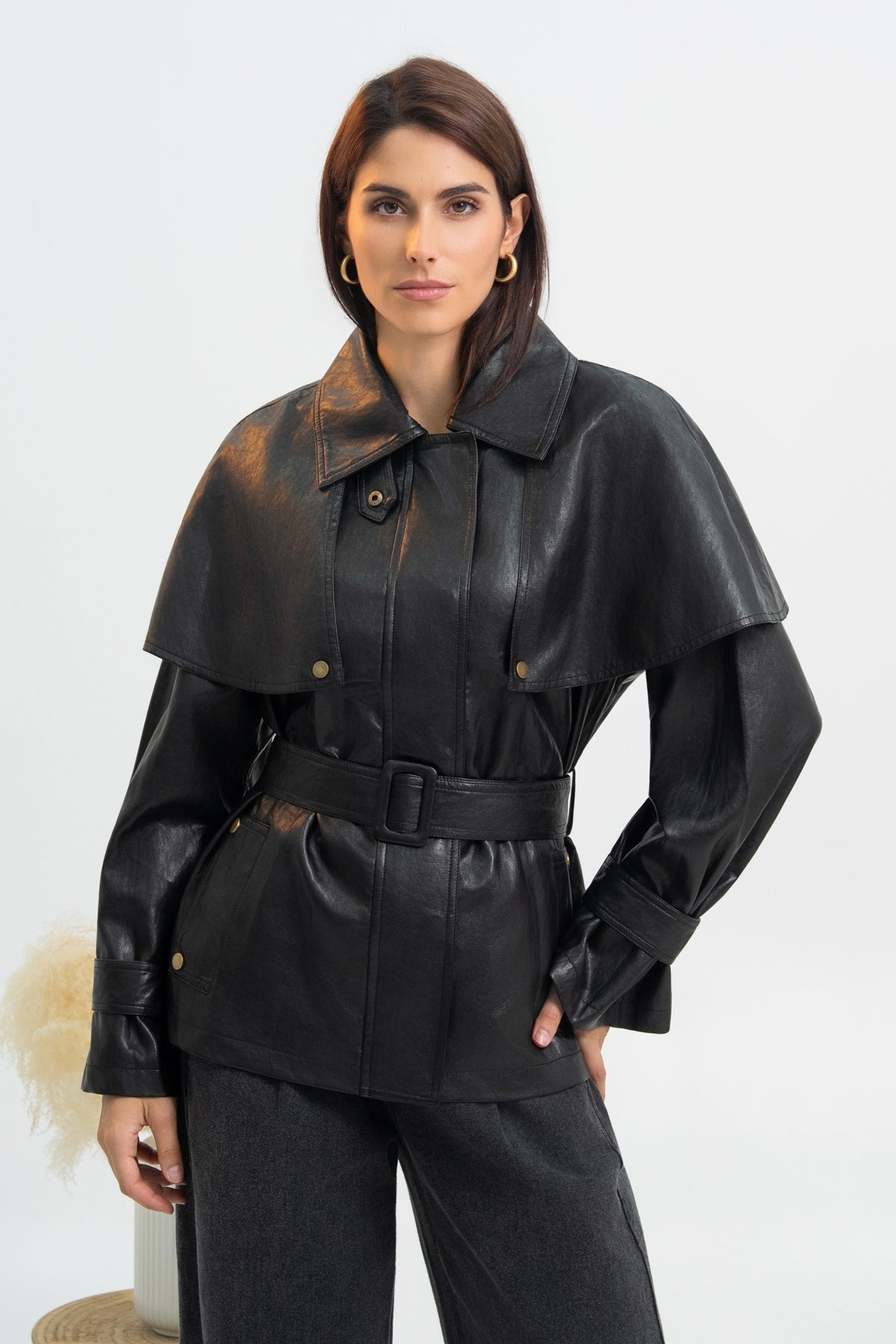 VESTE CAPE SIMILICUIR DIANA