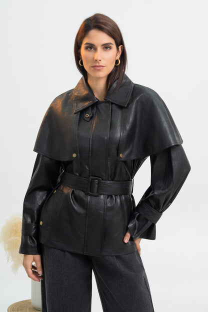 VESTE CAPE SIMILICUIR DIANA