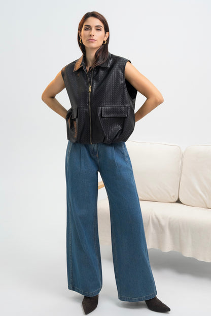 GILET SIMILICUIR ROMANE