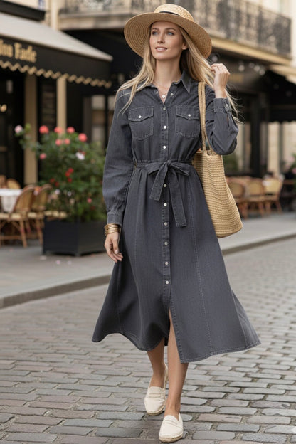 ROBE DENIM LILIE - GRIS-JEAN