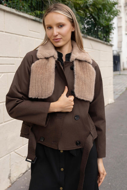 BLOUSON BI-MATIERE COTON FOURRÉ NAÏA