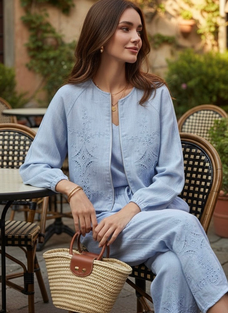 ENSEMBLES GILET+PANTALON BRODÉE ÉLYA