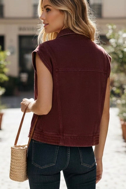 GILET DENIM COLORÉ CLARENCE