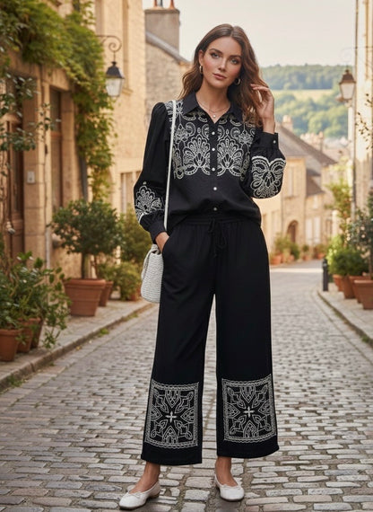 ENSEMBLES CHEMISE+PANTALON BRODÉE TESSIA