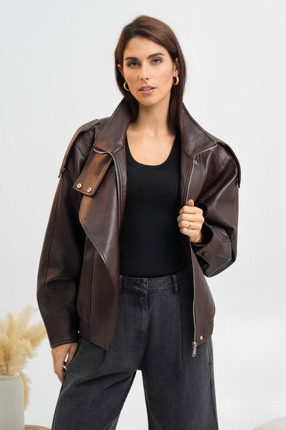 VESTE SIMILICUIR OVERSIZE AMÉLIE