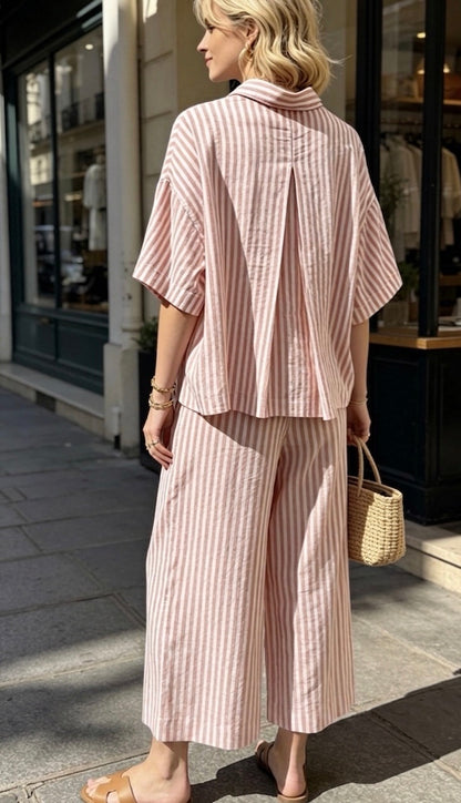 PANTALON COTON RAYÉ IDA