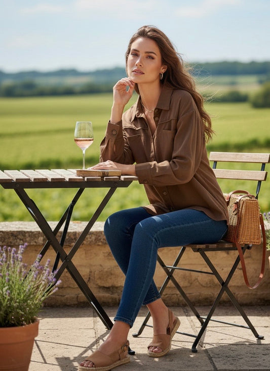 CHEMISE COTON/LYOCELL NEÏA - CHOCO