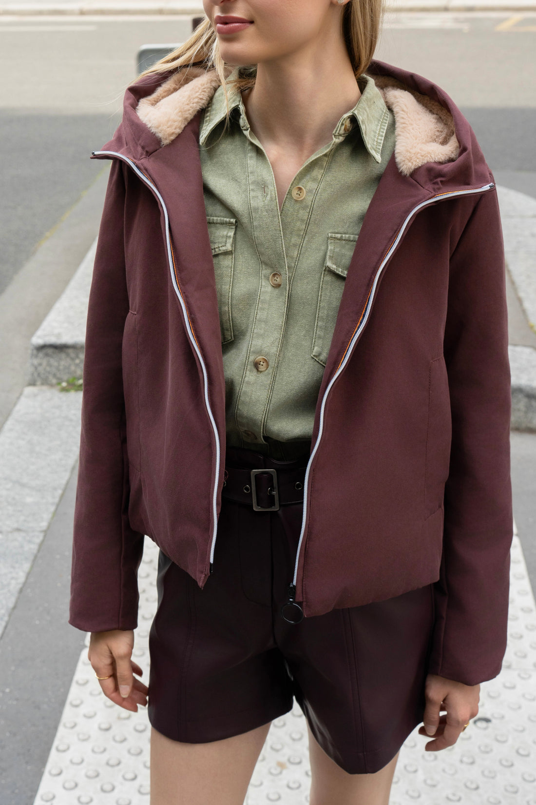 BLOUSON FOURRÉ LILAS