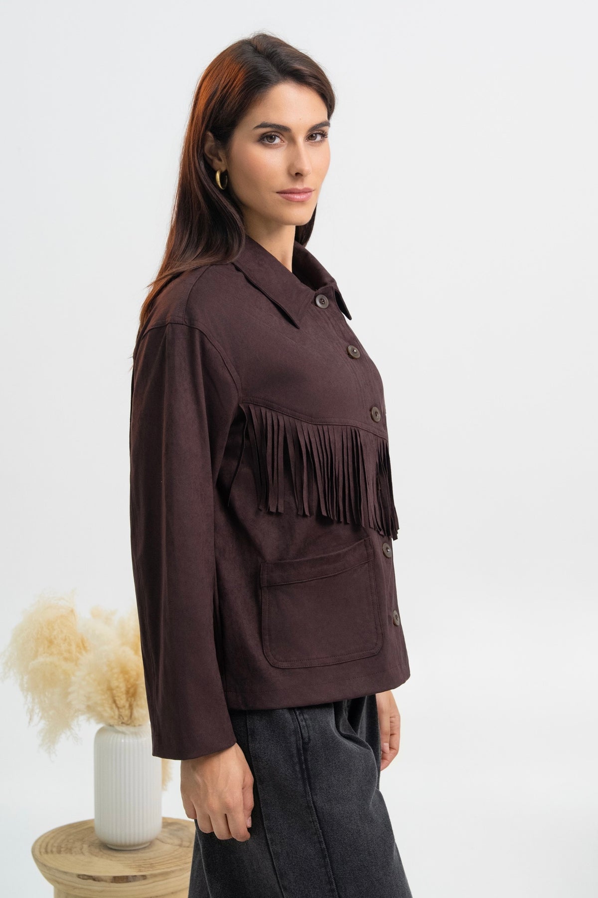 VESTE SUÉDINE À FRANGES MÉLINA