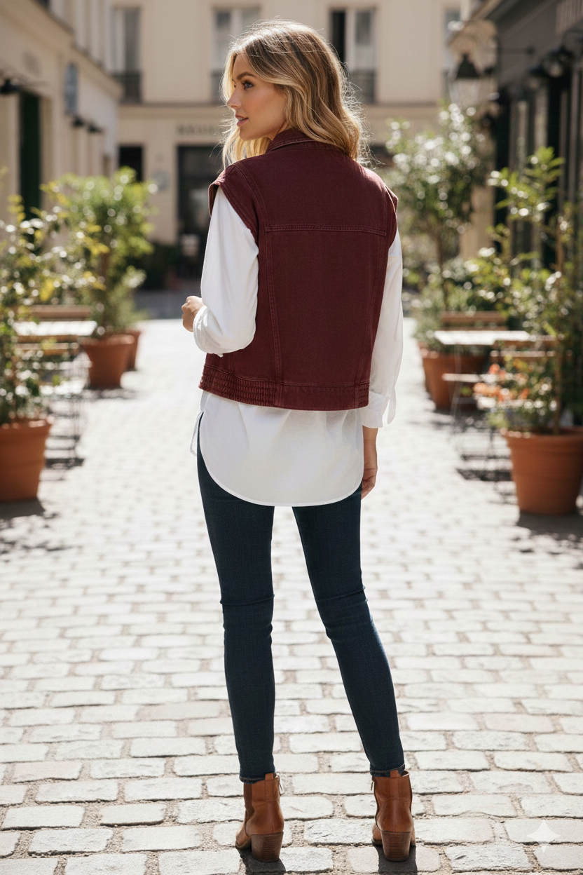 GILET DENIM COLORÉ CLARENCE