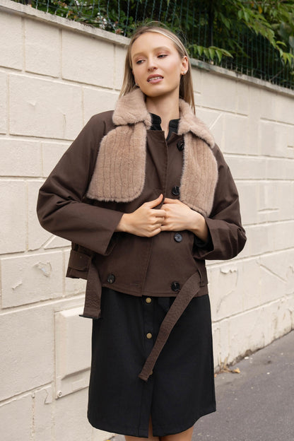 BLOUSON BI-MATIERE COTON FOURRÉ NAÏA