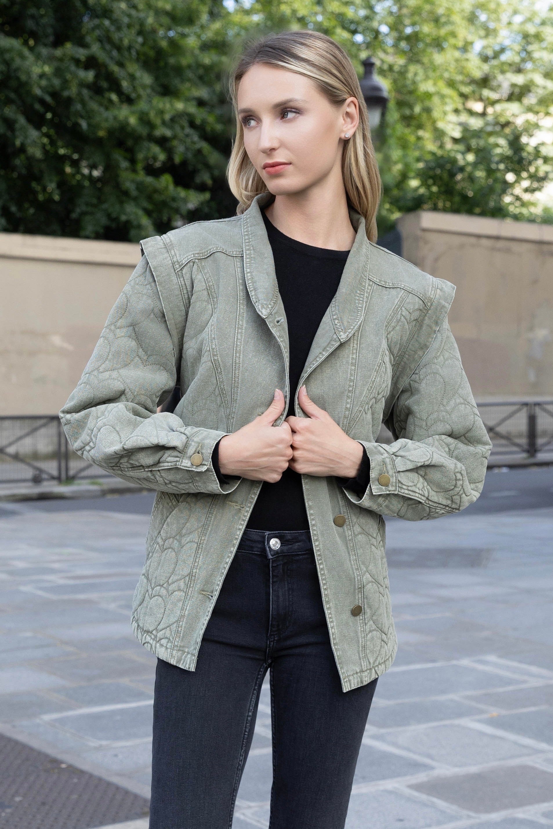 BLOUSON DENIM/MATELASSÉ TANIA